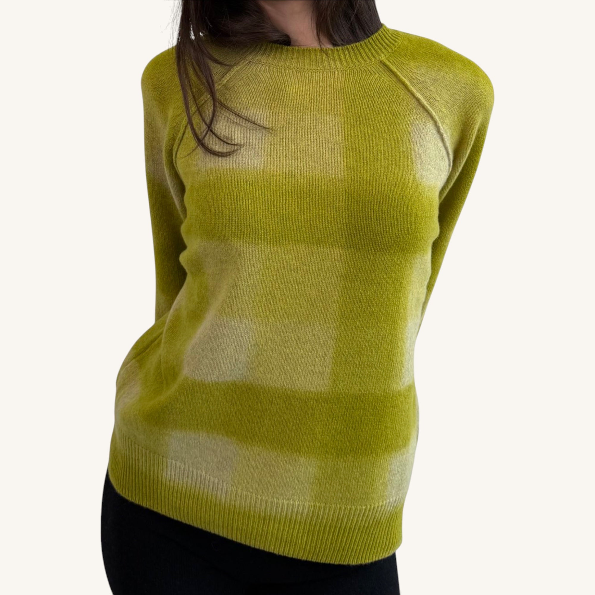 Check crew neck sweater