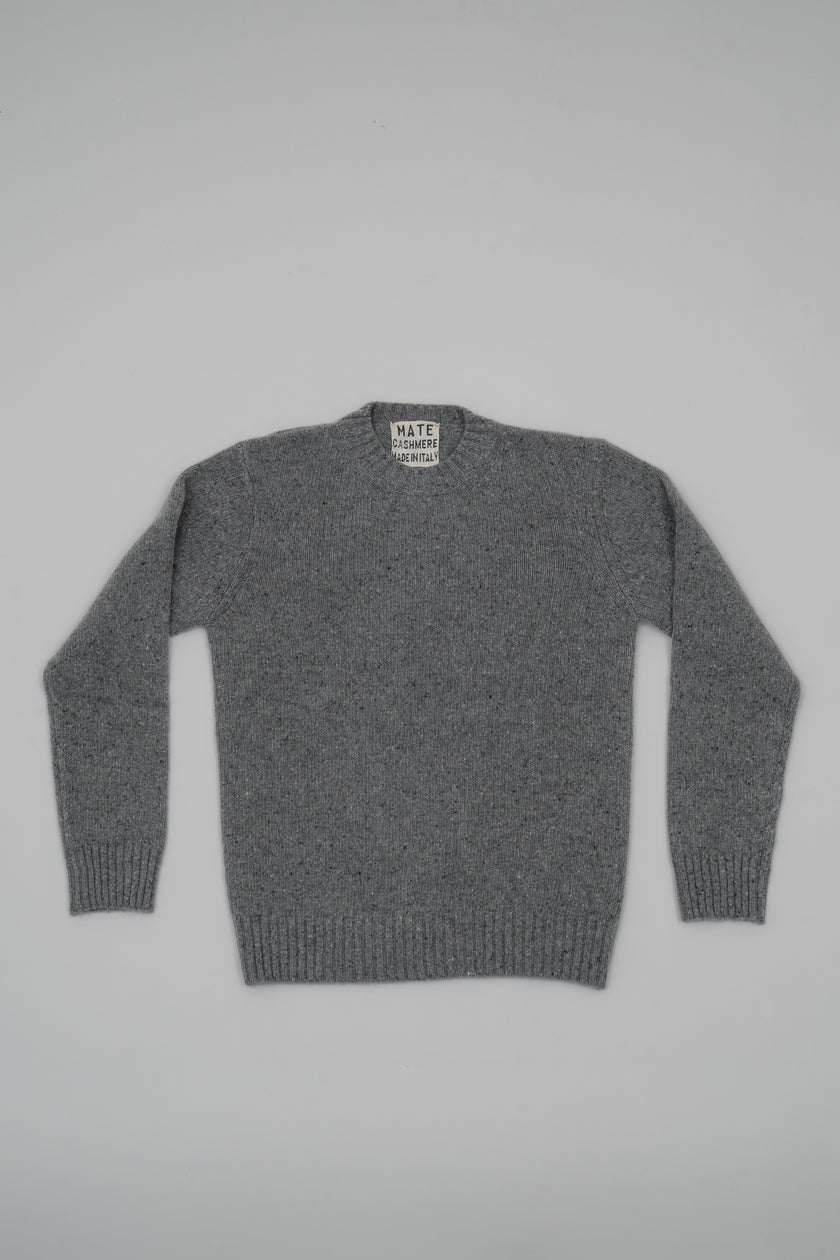 Cashmere crew neck with buttons