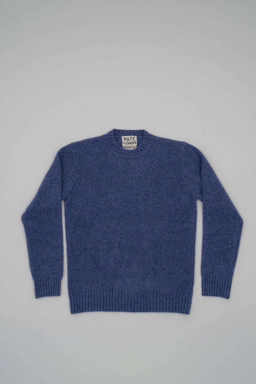 Cashmere crew neck with buttons