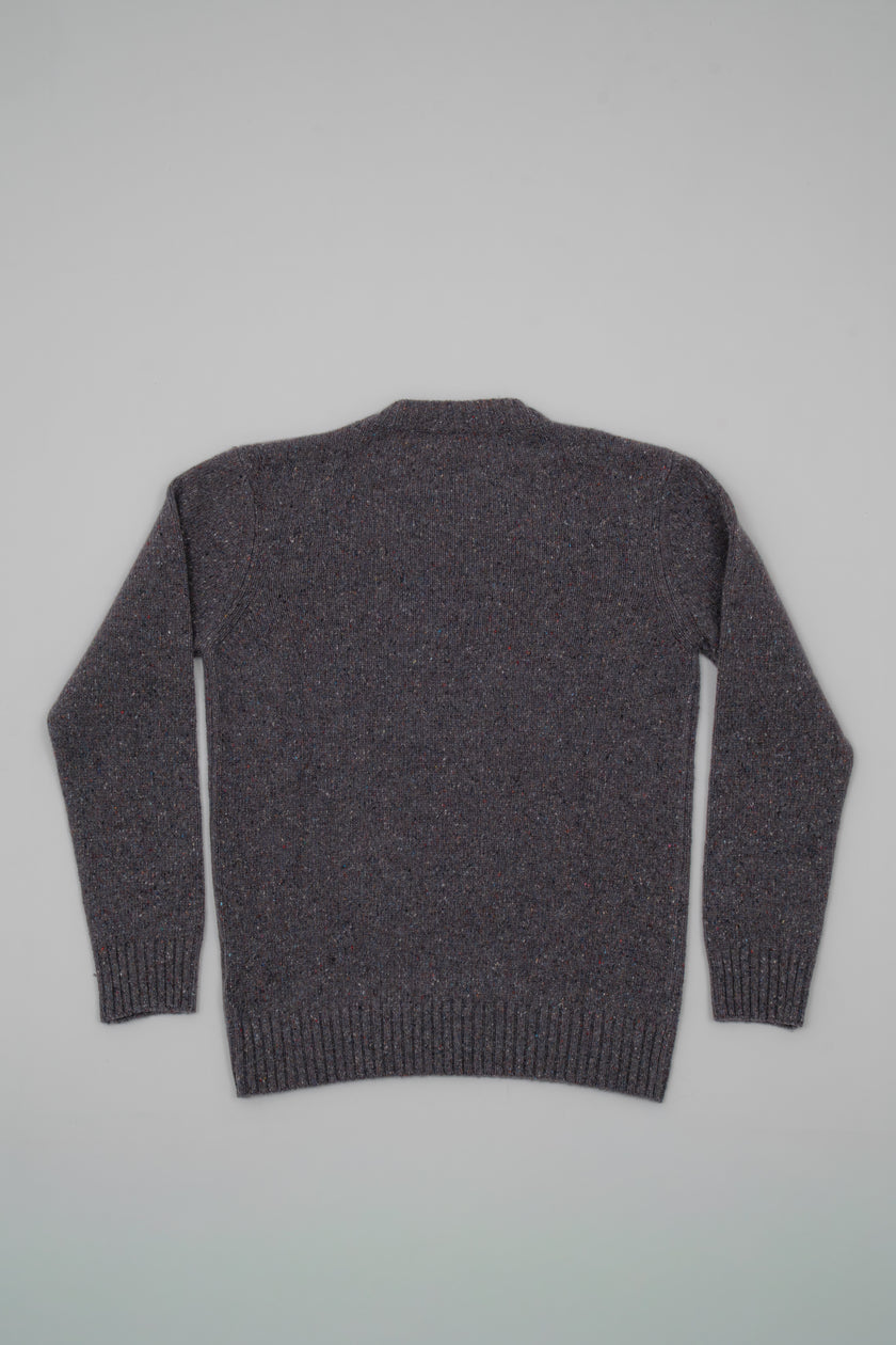 Cashmere crew neck with buttons