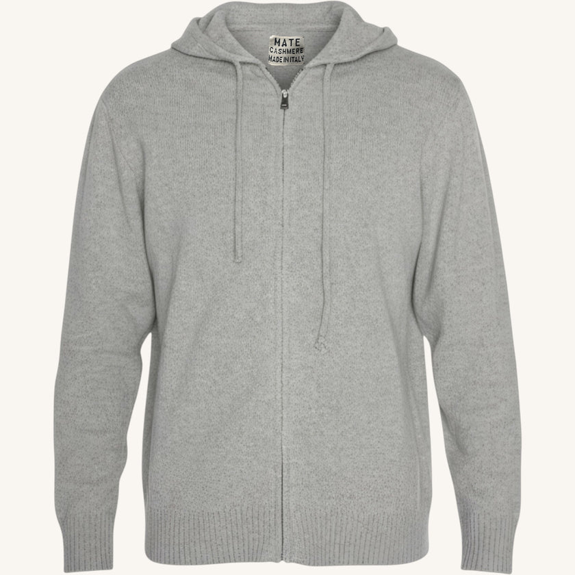Maglione Full Zip con cappuccio in cashmere