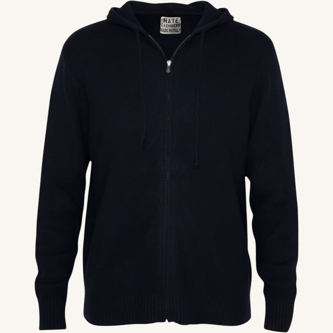 Maglione Full Zip con cappuccio in cashmere
