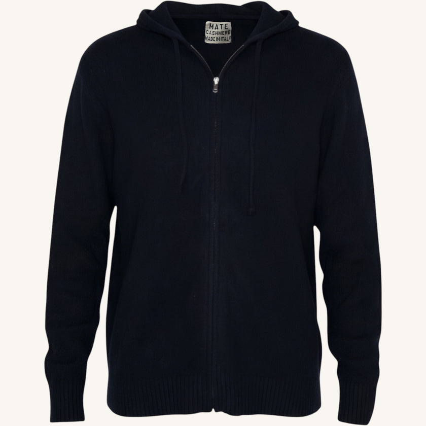 Maglione Full Zip con cappuccio in cashmere