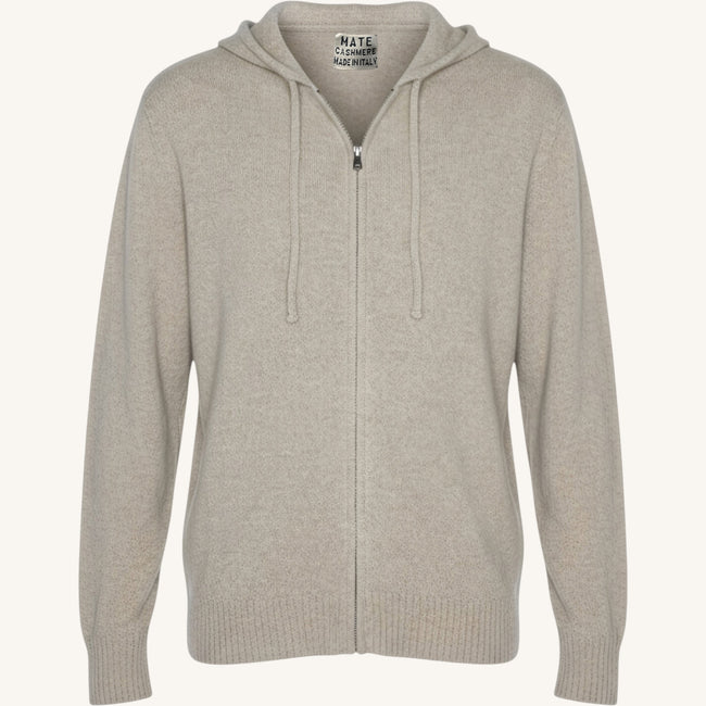 Maglione Full Zip con cappuccio in cashmere