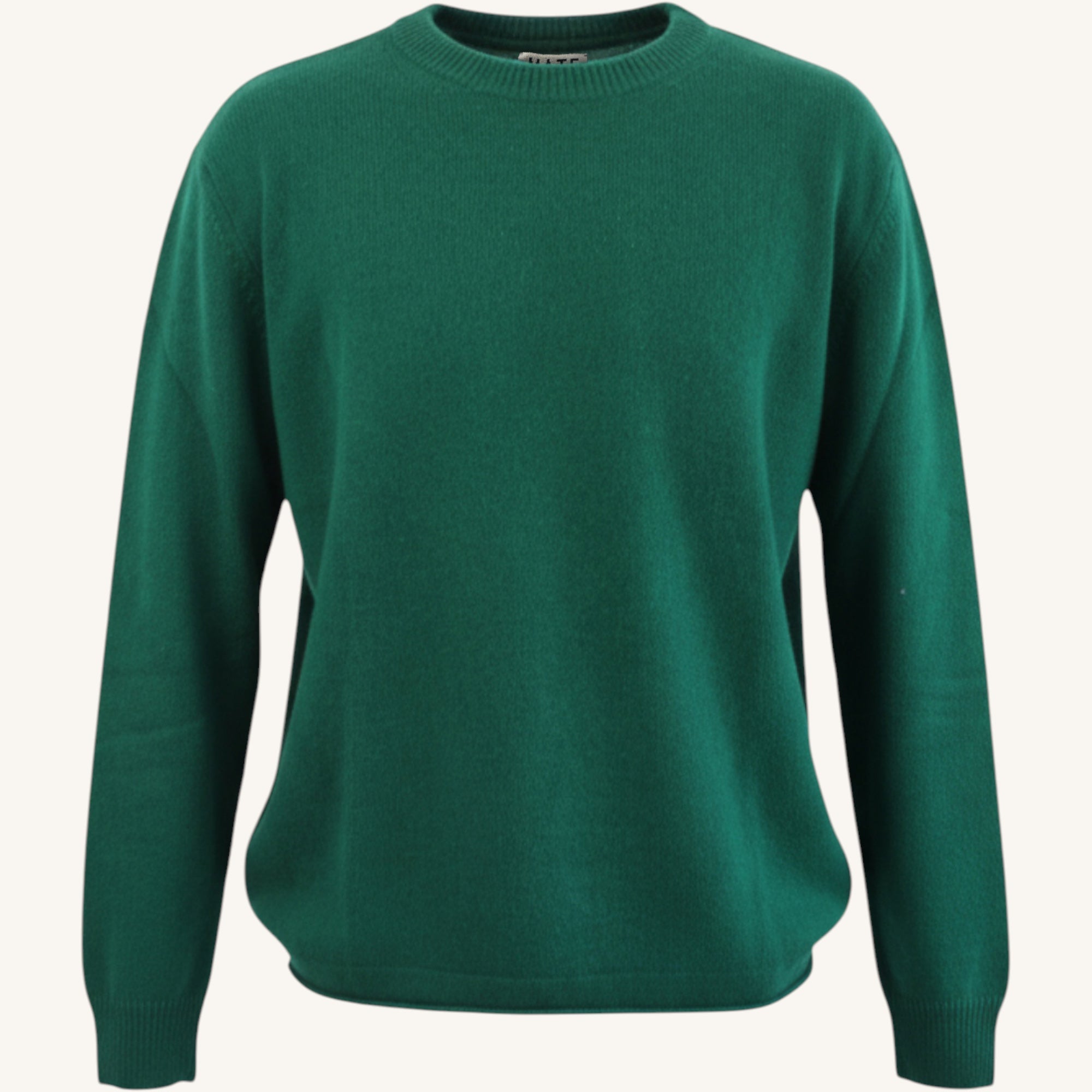 Crew neck cashmere sweater with raw hem