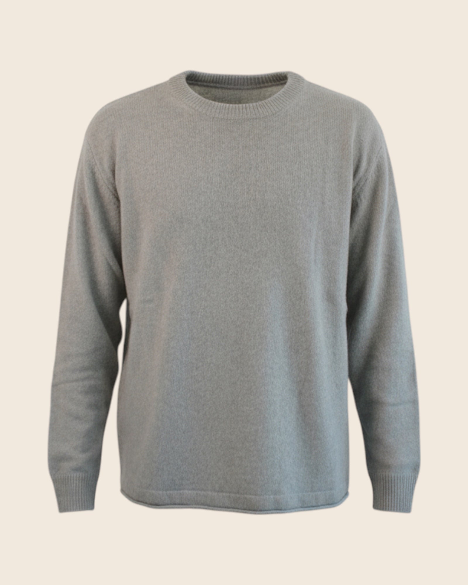 Crew neck cashmere sweater with raw hem