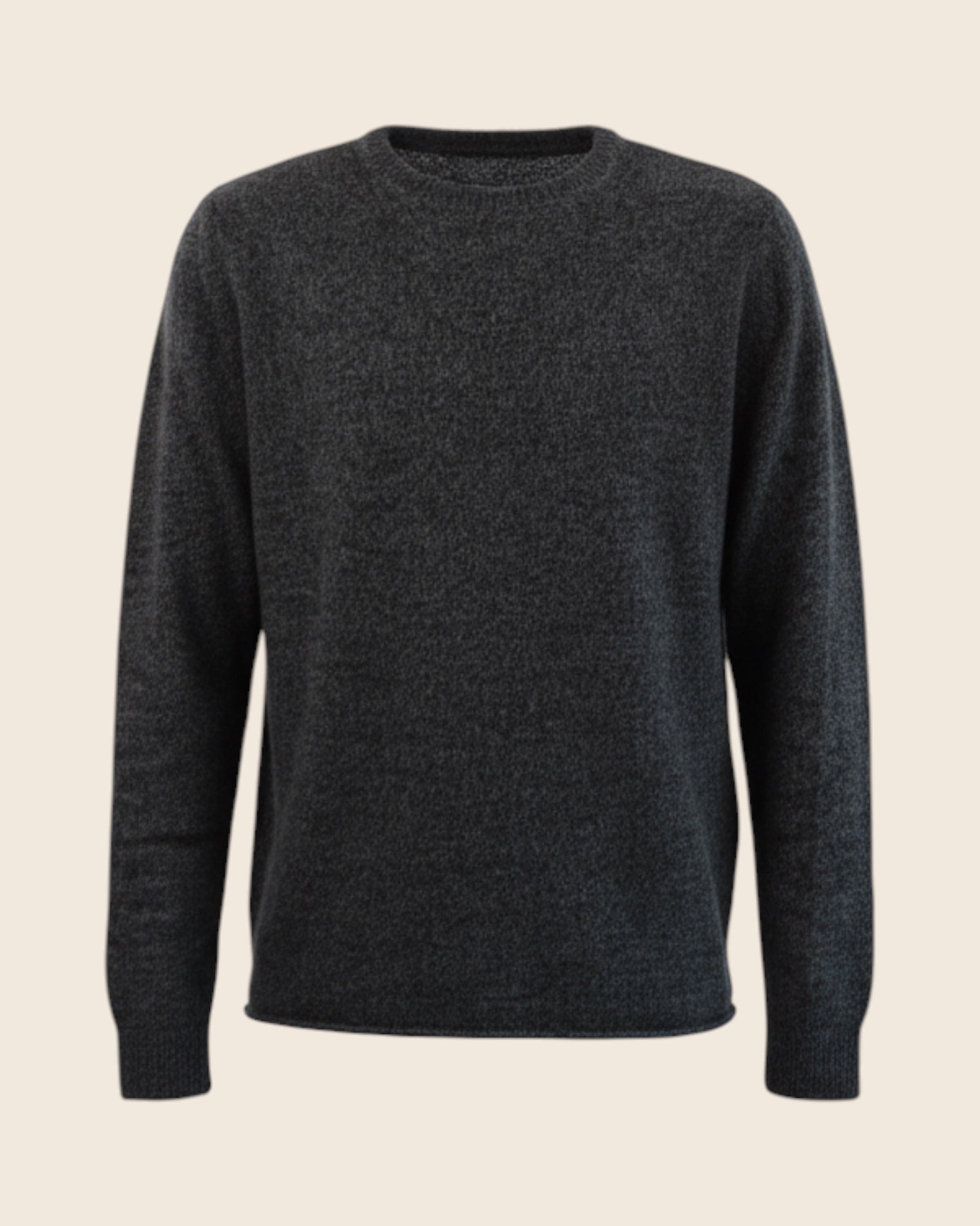 Crew neck cashmere sweater with raw hem