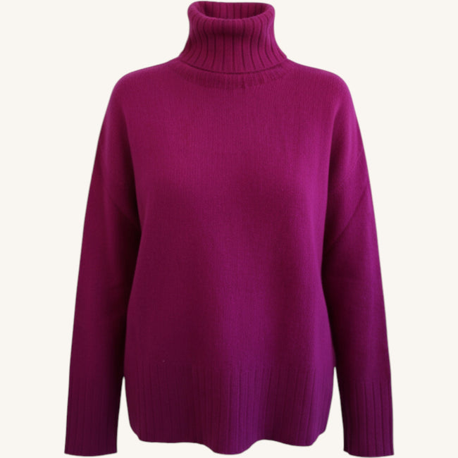Maglione collo alto con spacchi in cashmere
