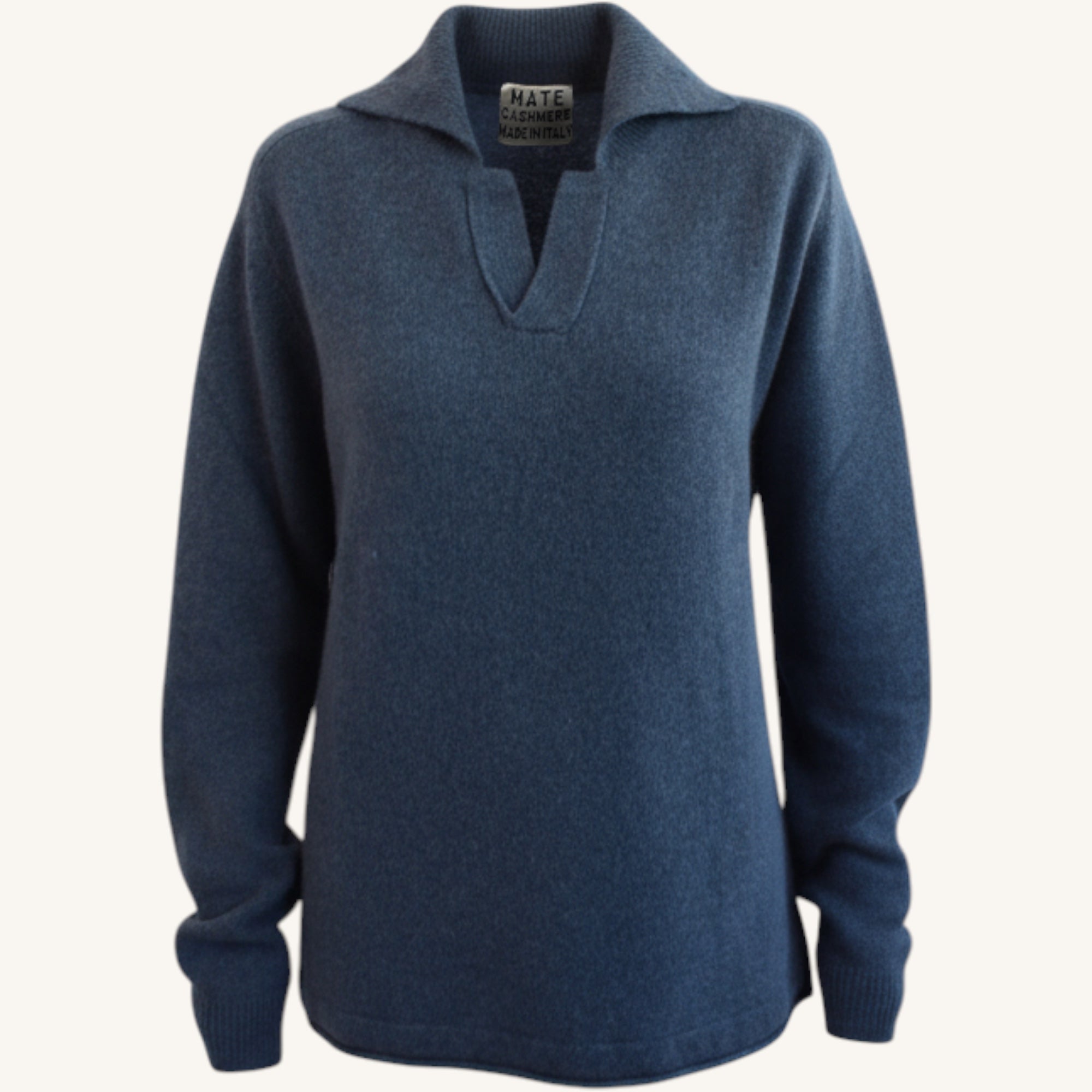 Unisex oversized cashmere polo shirt