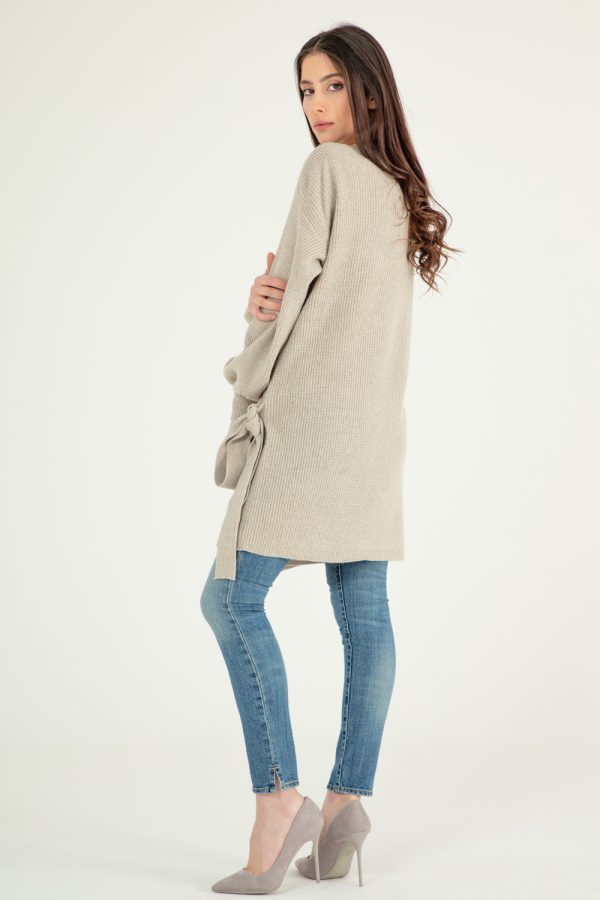 giacca incrociata in cashmere con fiocco colore pasta 1