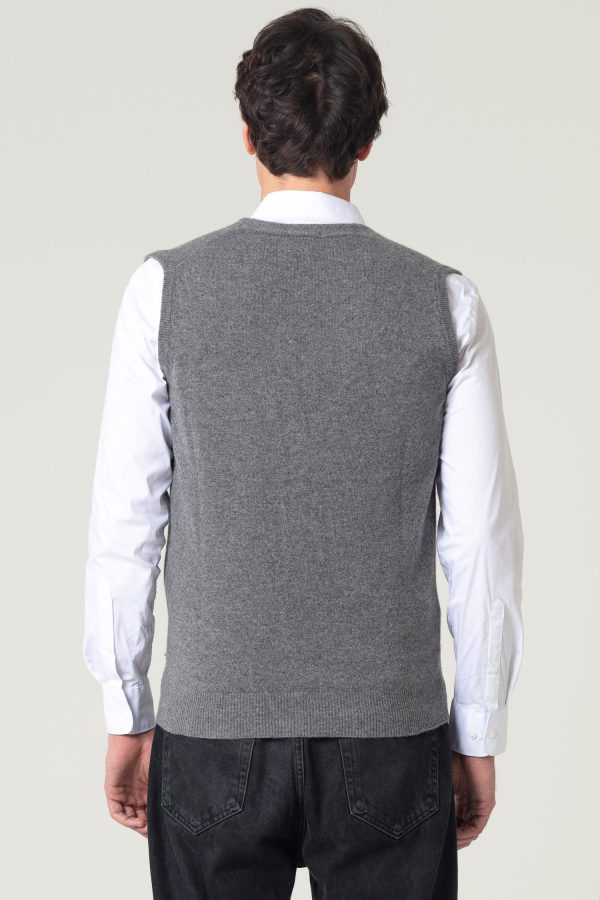 gilet con bottoni e tasche grigio medio 2
