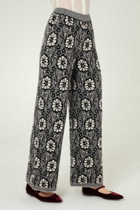Pantalone dritto jacquard due colori