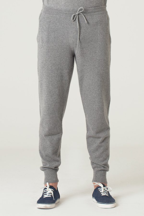 pantalone uomo in cashmere rigenerato colore grigio medio 1