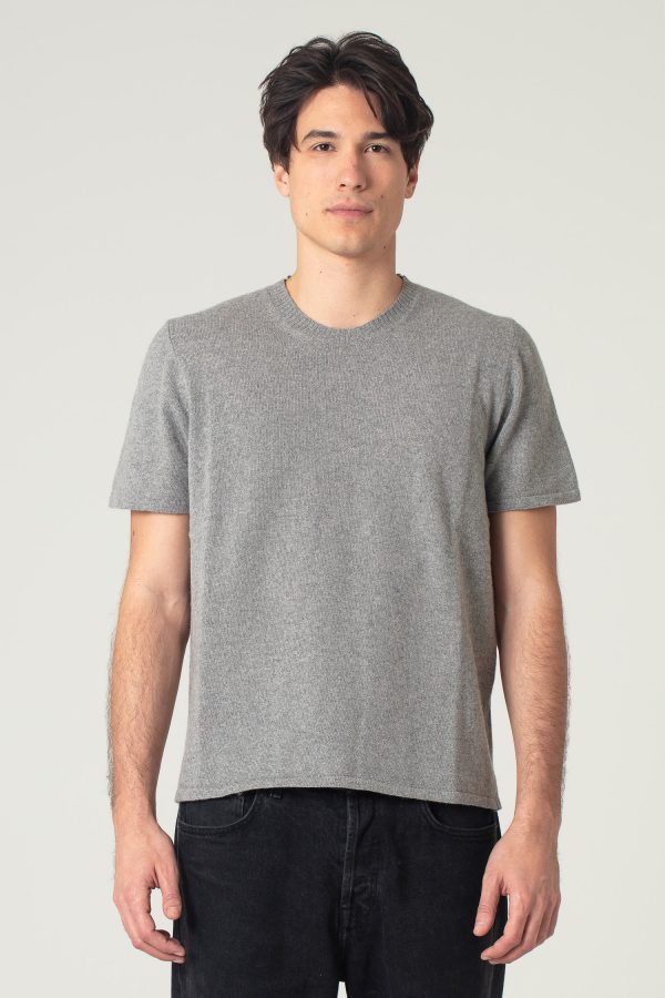 t-shirt uomo in cashmere rigenerato colore grigio medio 1