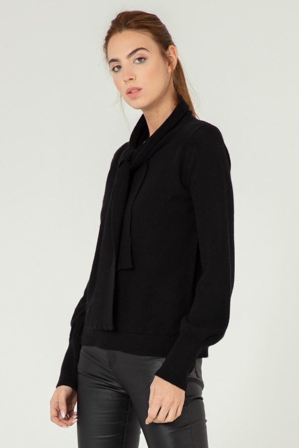 maglia con fiocco in cashmere rigenerato nero 2