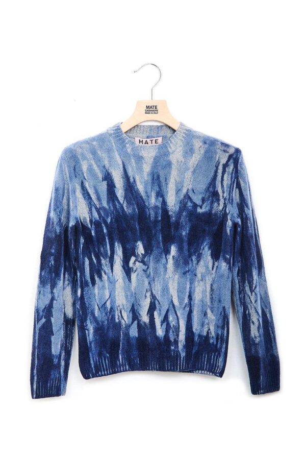 Maglione Tie Dye Pelliccia Blu 4140