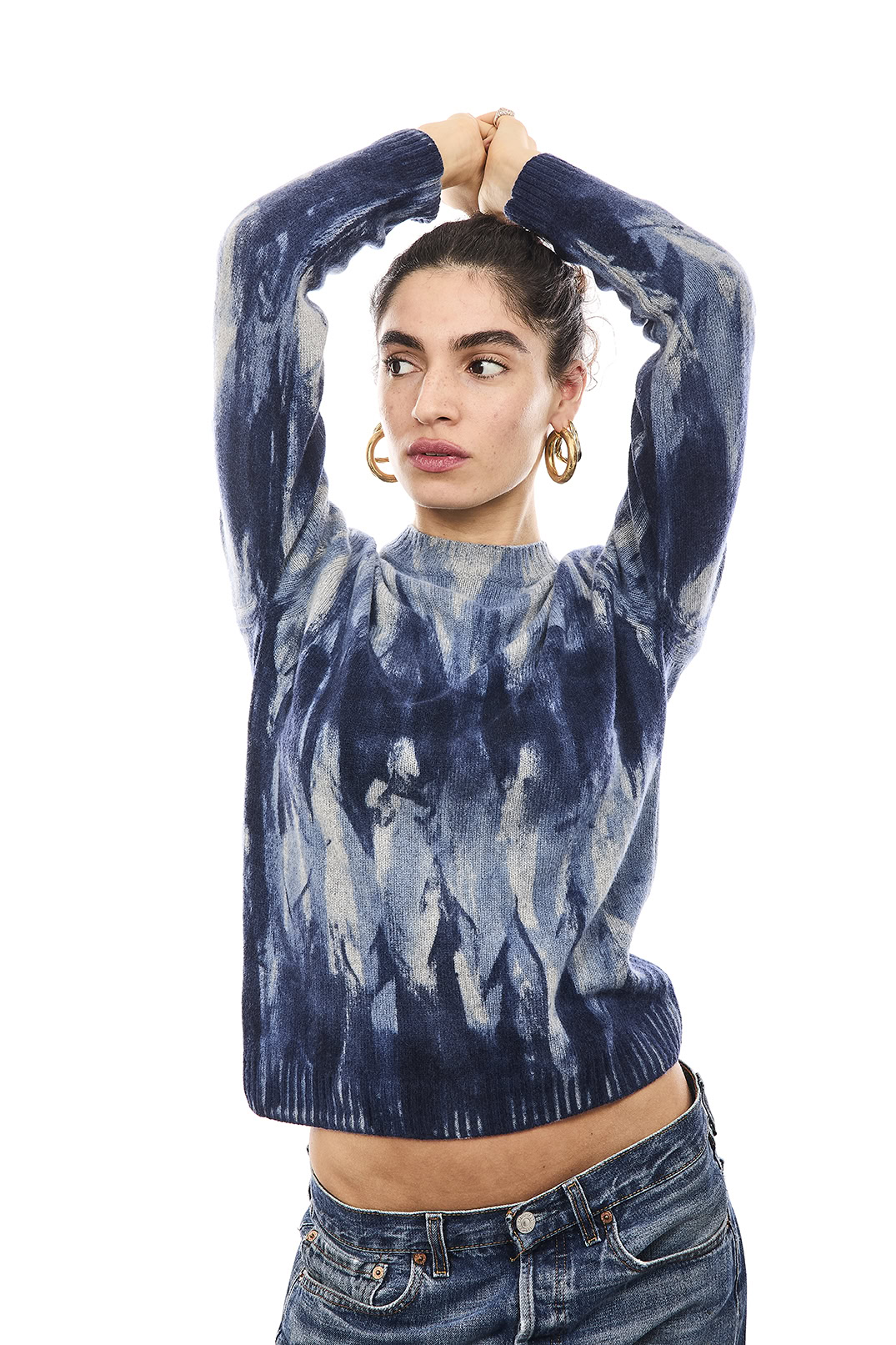 Maglione Girocollo Tie Dye Blu