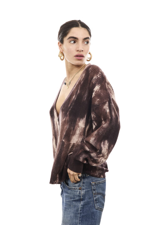 Cardigan Tie Dye Stampa Moro