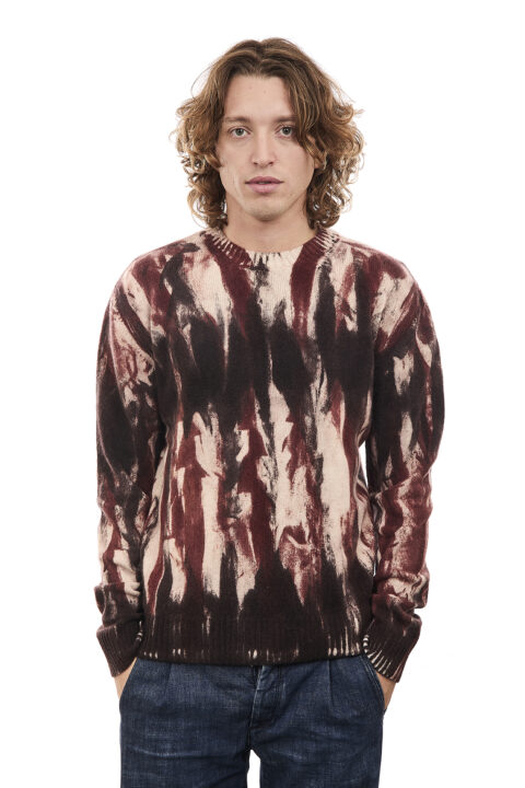 Maglione Girocollo Tie Dye Pelliccia Moro