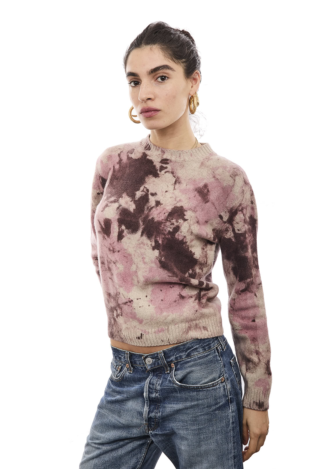 Maglione Girocollo Tie Dye Rosa