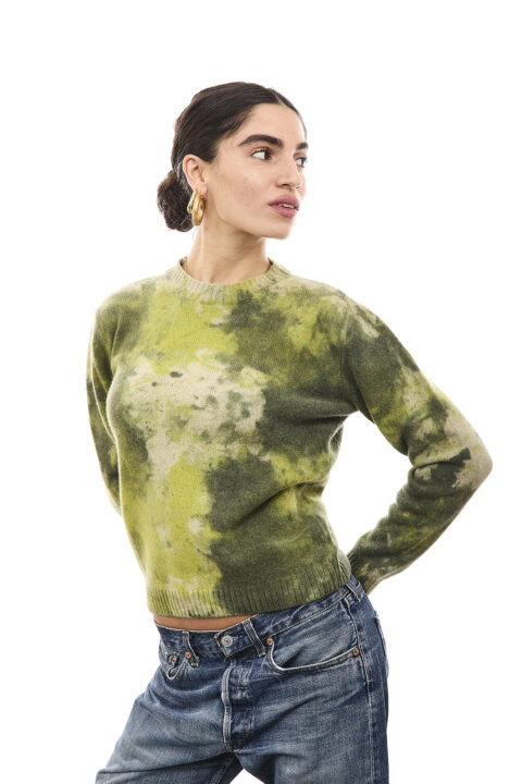 Maglione Girocollo Tie Dye Verde